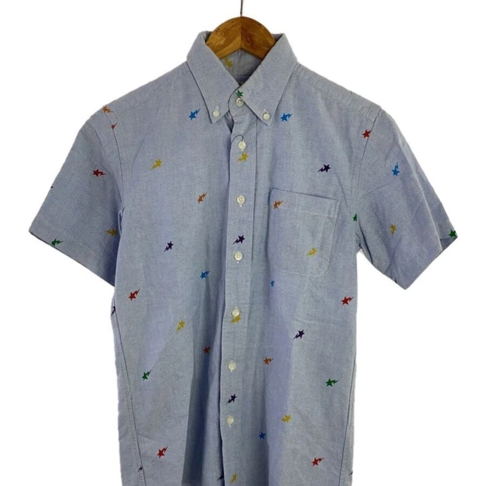 Bape Blue Shirt with Colorful Star Accents A Bathing Ape
